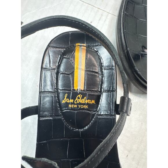 Sam Edelman Naomi Black Slip On Open Toe Adjustable Ankle Straps Sandals Sz 7.5 - Picture 2 of 6